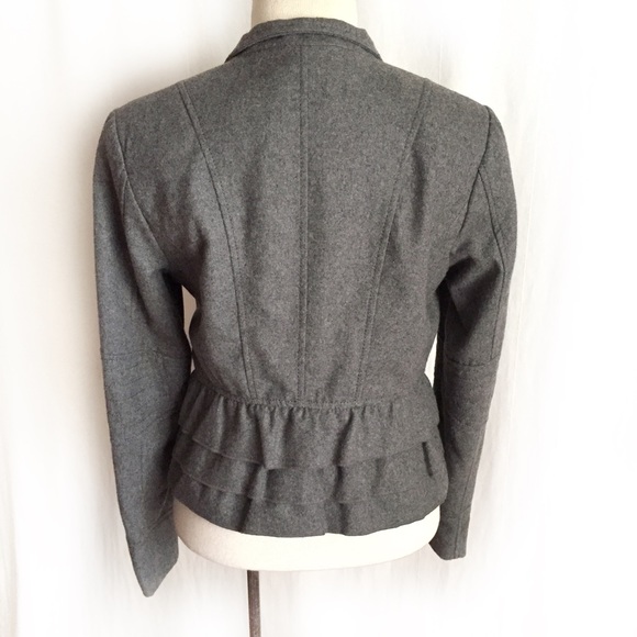 Express Gray Ruffled Bottom Wool Jacket - Picture 7 of 8